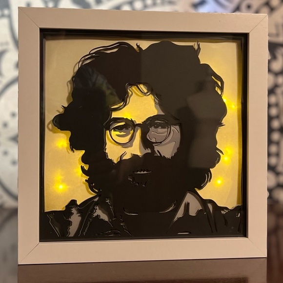 Grateful Dead Light Up Shadow Box Jerry Garcia Handcrafted 8” x 8” - Picture 4 of 13